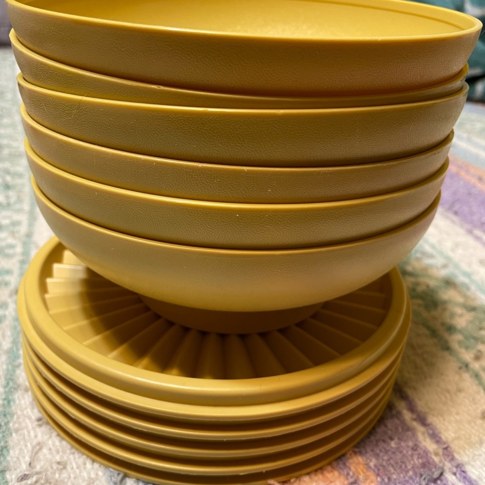 VIntage Mustard Tupperware Salad Bowls